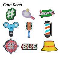 【Cute Deco】Cartoon Hair Salon Lamp (9 Types) Tennis Racket/ Sight Glass/ Hair Salon Lamp/Charm Button Deco/ Cute Jibbitz Croc Shoes / Charm Resin Material for Shoe Accessories