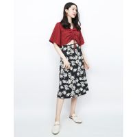 SLYQ BLACK HIBISCUS A-LINE SKIRT