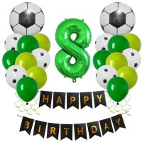 BMPD 22pcs/Pack Football Soccer Helium Foil Balloons Happy Birthday Party Decorations Green Black Big Number 5678 Party Supplies