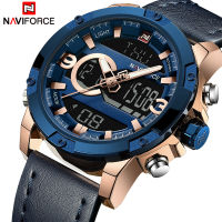 NAVIFORCE 9097นาฬิกาข้อมือชายแนวโน้มแฟชั่น Dual Disply นาฬิกาผู้ชายธุรกิจกันน้ำชายหรูหรานาฬิกาควอตซ์ Reloj Hombre