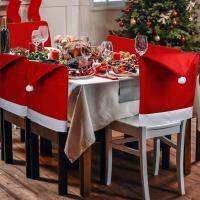 【ForeverBest】COD 1/2/4/6/8PCS ผ้าคลุมเก้าอี้คริสต์มาส ตกแต่งเก้าอี้ Santa Hat Chair Covers ผ้าคลุมหลังเก้าอี้หมวกซานตาคลอสสีแดง