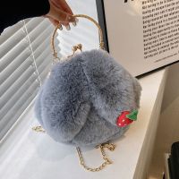 Summer style cute rabbit ears plush small bag female 2023 new Messenger chain portable furry bag 【BYUE】