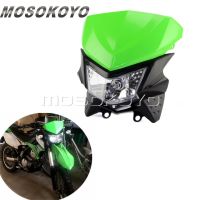 สีเขียววิบากไฟหน้าจักรยานสกปรก H Ead Light สำหรับคาวาซากิ KLX110 KLX140 KX 65 85 100 250 450