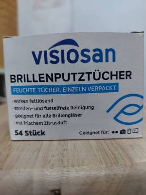 Visiosan Brillenputztucher บริลเลนพุทซ์ทูเชอร์ กระดาษสำหรับเช็ดทำความสะอาดหน้าจอมือถือ (54 ชิ้น/กล่อง)  เลนส์กล้อง /แว่น