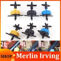 Merlin Irving Shop 10pcs 2L 4L 8L Flow Pressure M Drip Irrigation Garden 4 Way 3/5mm Hose Adapter Connector Compensating Dripper Shunt