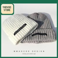 YNDVQO STORE แฟชั่นสำหรับผู้หญิง ฤดูหนาวที่อบอุ่น สีทึบทึบ นุ่มนุ่มๆ หมวกใส่เล่น หมวกขนสัตว์ฝากระโปรง หมวกขนสัตว์ขนสัตว์ หมวกถักนิตติ้ง