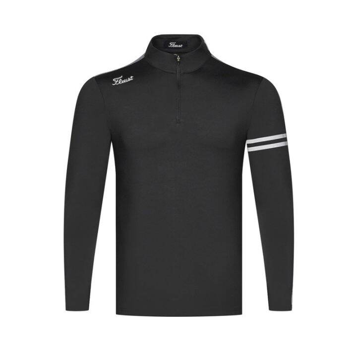 titleist-taylormademir-j-lindeberg-เสื้อยืดใหม่ฤดูใบไม้ร่วงและฤดูหนาวกอล์ฟผู้ชายมีซิปปกตั้งระบายอากาศเหงื่อแขนยาวเสื้อลำลองหลวม