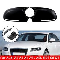 ฝาครอบกระจกมองหลังสำหรับรถ Audi A3 A4 B8 A5 A6L ที่ A8L RS6 S8 Q3ประตูด้านนอกหมวกแก๊ปมีปีกขอบวิวเคสด้านหลังขอบคาร์บอนไฟเบอร์