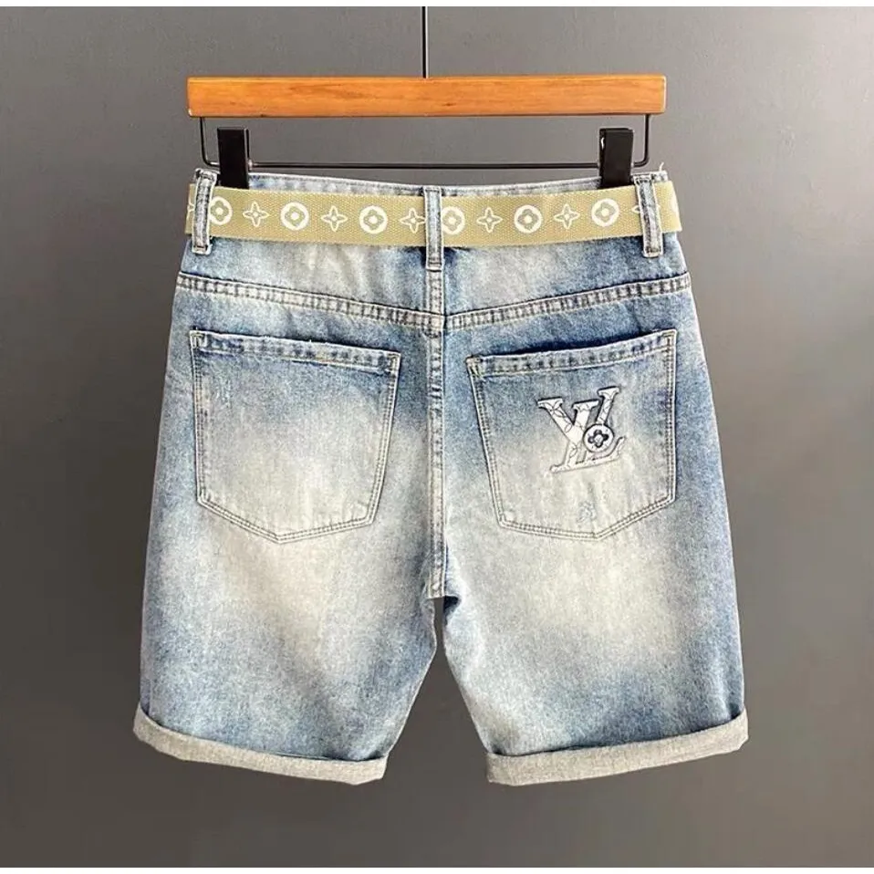 LV pink denim shorts