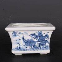 Chinese Style Blue and White Porcelain Water Town Landscape Design Flowerpot Pot 7