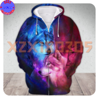 【xzx180305】Personalized Name Blue Moon Wolf Spirit Premium Unisex M-3XL 3D HOODIE 13