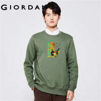 GIORDANO Men Chenhui Series Sweatshirts Colorful Art Print Sweatshirts Fleece-Lined Crewneck Fashion Casual Sweatshirts 91093263