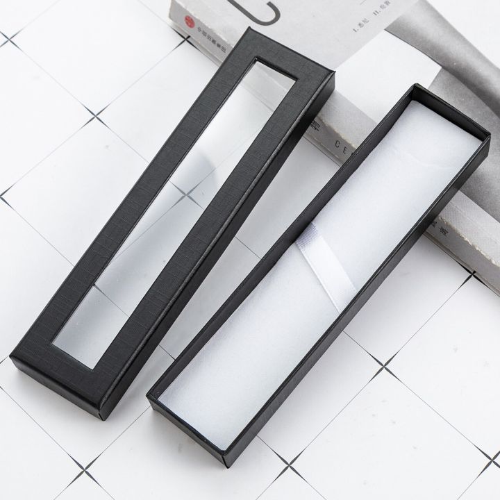 กล่องใส่ปากกาหน้าต่างแบบโปร่งใสขายส่ง10ชิ้น-เซ็ต-กล่องใส่ปากกาบรรจุภัณฑ์กระดาษกล่องขายส่ง