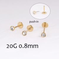 Easy Push-in Labret Nose Rings Lip Piercing Ear Studs Cartilage Earrings Tragus Gold Plated 20G 0.8mm Body Jewelry High Quality