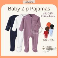 【Ready Stock】 ▩ C22 DLARA Long Sleeve Covered Footie Zip Baby Pajamas Sleepsuit Sleepwear Romper Baby Clothes Baju Tidur Kanak Budak