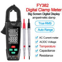 FY385 Digital Clamp Meter AC / DC Amperimetric Clamp Auto Range True RMS Ammeter Pliers ความจุ Temp Current Clamp Multimeter