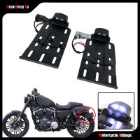 For Harley Breakthrough XL 1200 883 X48 72 Fat Boy Turn Signal Folding LED Light Side Mount License Plate Frame Adjustable