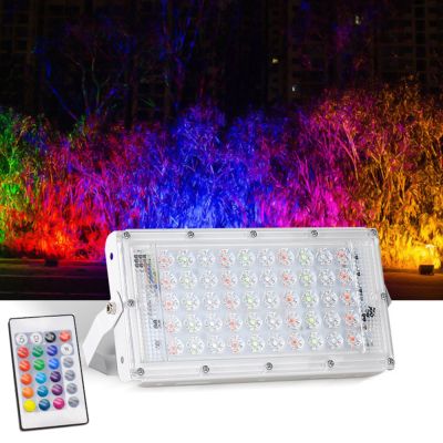 Super Bright 50W AC 220V RGB LED Floodlight with Remote Controller Waterproof LED Spotlight Reflector Outdoor LED Floodlight