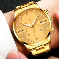 「Dark blue watch」 Men TopGold Stainless SteelWatchMale Calendar FashionWristwatch Clock Relogio Masculino 2020 Hot