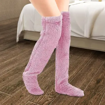 Plush Leg Warmers Thermal Foot Wrap Elderly Legs Socks over Knee Fuzzy Socks