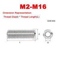 Screw 304 kepala tanpa kepala heksagonal baja tahan karat Set ujung datar sekrup