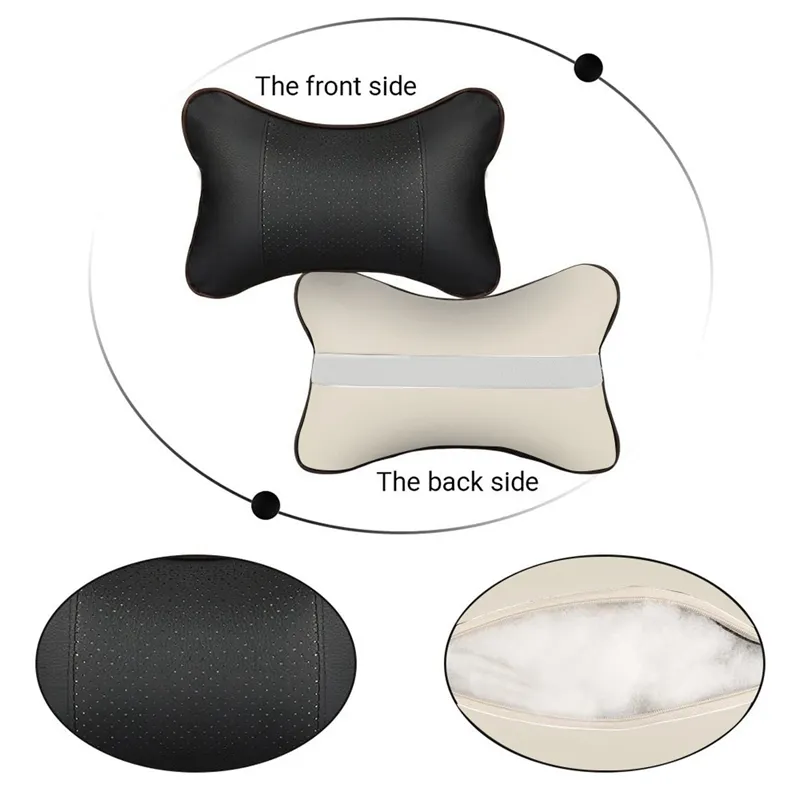 2pcs Car Neck Pillow Breathable Head Rest Cushion Relax Neck Support Headrest Comfortable Soft Pillows for Travel Seat, Black