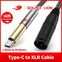 GOLLEY LION สายแปลง XLR เป็น USB,ไมโครโฟนไปยังสาย USB ไมโครโฟนอะแดปเตอร์สายเคเบิลพร้อม USB เป็น Type-C สายอะแดปเตอร์สำหรับการบันทึกเสียงคาราโอเกะไลฟ์พอดคาสต์