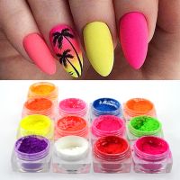 1 Box Neon Pigment Powder Fluorescence Nail Glitter Summer Charming Dust DIY Manicure Nail Art Paillettes Decoration GLYE01-13-1