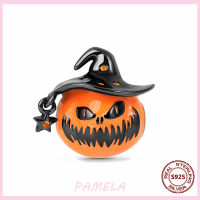 PAMELA 925 Sterling Silver Halloween pumpkin Charm Black wizard hat Bead DIY For Original Pandora Bracelet Jewelry For Women