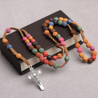 yemu MALL Colorful Cross Pendant Necklace Catholic Jesus Christian Prayer Necklace Jewelry