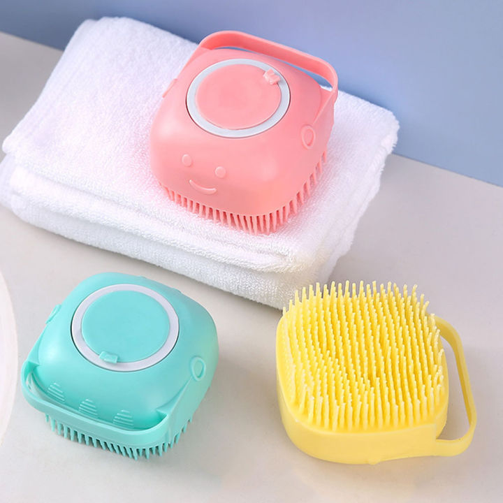 Silicone Massage Bath Brush, Exfoliating Shower Brush With Soap Dispenser,  Multi-function Gel Bath Brush Body Cleaning Pore Exfoliator [GLASS HOME]