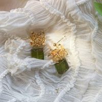 [COD] gentle forest flower glass earrings womens 2022 new trendy temperament fashion high-end sense