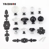 ┅ New Black Diamond Shape Brand Design Crystal Glass Knobs Cupboard Drawer Pull Kitchen Cabinet Door Wardrobe Handles Hardware