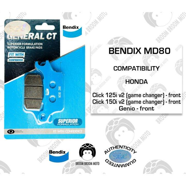 (Best) Original Authentic Bendix Brake Pads MD80 for Honda Click 125i
