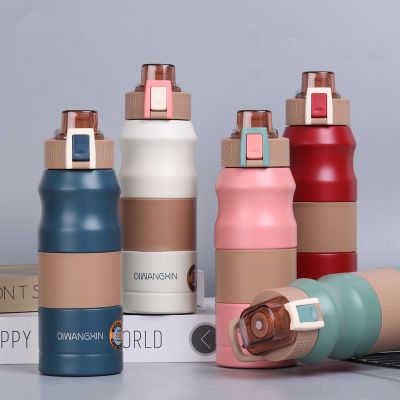 Large Capacity Sports Vacuum Bottle 304 Stainless Steel Outdoor Portable Travel Insulated Water Bottle Direct Drinking Cup