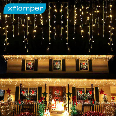 XFLAMPER 4M Icicle LED String Lights 8 Lighting Modes Droop 0.4-0.6m Waterproof Curtain Garland Wedding Christmas Decoration