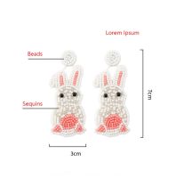 เครื่องประดับอีสเตอร์สีสันสดใสต่างหูวันหยุดสำหรับผู้หญิงตุ้มหูหนังลูกปัดสำหรับผู้หญิงต่างหูกระต่ายกระต่ายต่างหูอีสเตอร์ต่างหูไข่