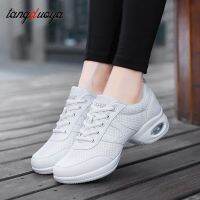 Modern Jazz Dance Sneakers Women Breathable Mesh Lace Up Practice Shoes Cushioning Lightweight Fitness Trainers