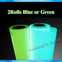 Free Ship 2Rolls Green Blue 25cmx50cm(10 quot;x20 quot;) Glow in Dark Heat Transfer Vinyl Press Cutting Plotter T shirt DIY Foil Film