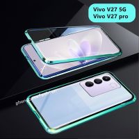 เคสโทรศัพท์โลหะแม่เหล็กสำหรับ Vivo V29 V27 Pro 5G 2023 V27pro เคสกันกระแทกสองด้านกระจกเทมเปอร์แข็งฝาหลังป้องกันทุกสัดส่วน