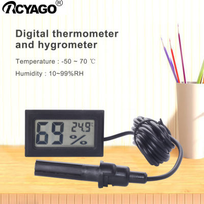 Rcyago ดิจิตอลมินิจอแอลซีดีเครื่องวัดอุณหภูมิความชื้นตู้เย็นตู้แช่แข็งอุณหภูมิความชื้นเมตรสีดำ