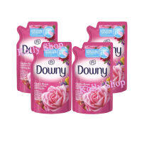 Downy ดาวน์นี่ สวนดอกไม้ผลิ ผลิตภัณฑ์ปรับผ้านุ่มชนิดเติม สูตรเข้มข้นพิเศษ 630 มล.( แพ็ค 4 ถุง)