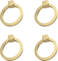 RZDEAL 4Pcs 2.0"x 1-7/9" Solid Brass Pulls for Dresser Drawer Ring Pulls Furniture Hardware Brushed Gold Wardrobe Door Handles 4 Gold