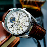 AOKULASIC 2022 Man Business Watches Male Luxury Mechanical Automatic Watch Men‘s Luminous Moon Phase Leather New Sport Clocks