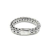 DSP สร้อยข้อมือเงินวินเทจถักเปียหางกระรอก ตีแบนสี่เหลี่ยม เงินแท้ 925: 925 Sterling Silver Braided Bracelets [CLSP0109]