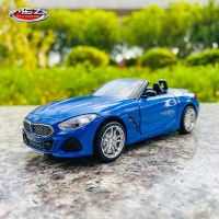 MSZ 1:30 BMW รุ่น Z4 M40i รถโลหะผสมสีน้ำเงิน Mobil Mainan Anak-Anak หล่อตายด้วยเสียงและแสงดึงกลับของขวัญรถของเล่นเด็ก