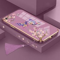 Casing for vivo y81 y81i y83 y71 Phone Case Plating Straight Edge Silicone Phone Case Beautiful Butterfly delicate new design with Tassel Lanyard