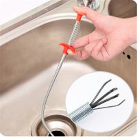 60cm Dredge Unblocker Drain Clog Tool Drain Snake Spring Pipe Dredging Tool for Kitchen Sink Sewer Cleaning Hook Water Sink Tool Traps Drains