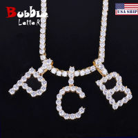 Zircon Tennis Letters Necklaces &amp; Pendant For MenWomen Gold Color Fashion Hip Hop Jewelry with 4mm Tennis Chain