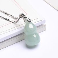 Natural Jade Gourd Pendant Silver Fortune Necklace Ice Jade Pendant Transfer Womens Jewelry Small NN70 NN70